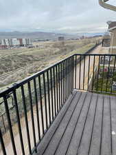 Balcony with a mountain view