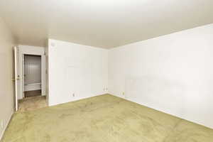 Unfurnished room with light carpet