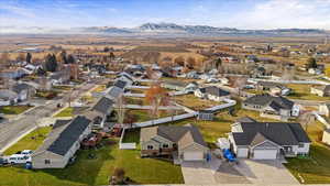 Aerial view featuring a mountain view