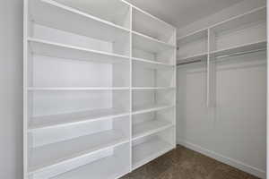 Walk in closet featuring carpet