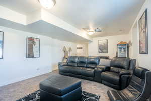 View of carpeted home theater