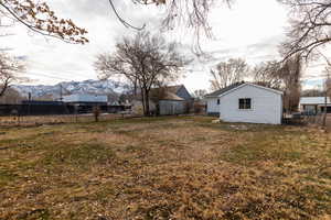 View of yard with a mountain view