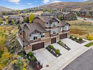 Aerial view featuring a mountain view