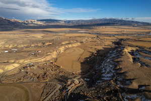 Drone / aerial view featuring a mountain view