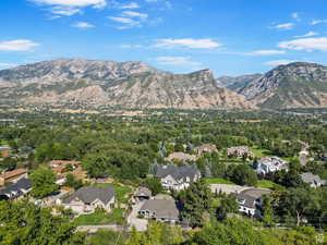 Drone / aerial view with a mountain view