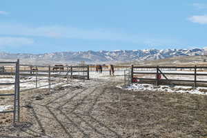 View of yard featuring a mountain view and a rural view