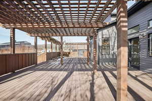 Wooden deck with a pergola