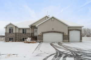 View of front of home with a garage