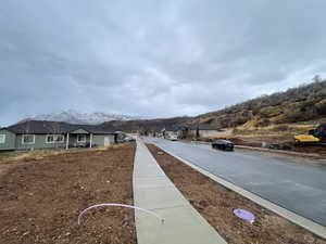 View of street with a mountain view