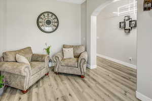 Living area featuring hardwood / wood-style flooring