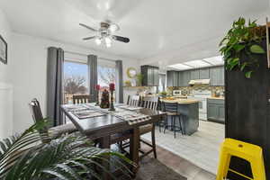 Dining area featuring ceiling fan