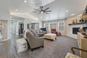 Living room with vaulted ceiling