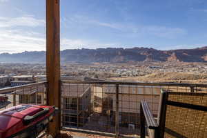 Balcony with a mountain view