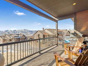 Balcony with a mountain view