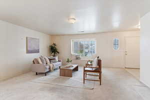 View of carpeted living room