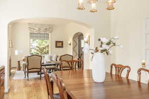 Dining area featuring light wood-type flooring