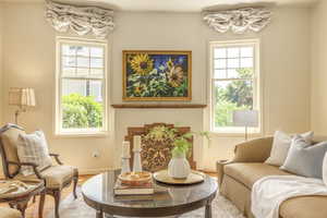 Living area featuring hardwood / wood-style flooring