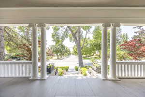 Wooden deck with a porch