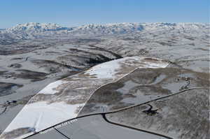 Aerial view featuring a mountain view