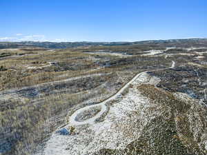 Aerial view featuring a mountain view