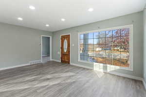 Interior space with hardwood / wood-style flooring