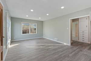 Interior space with light hardwood / wood-style flooring