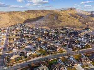 Aerial view featuring a mountain view