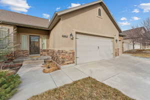 View of front of home with a garage