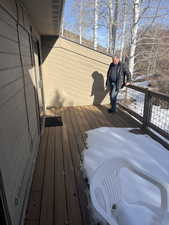 View of snow covered deck