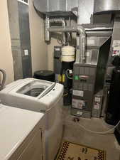 Utilities with heating unit, independent washer and dryer, and water heater