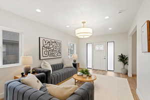 Living room featuring light wood-type flooring