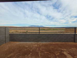 View of yard with a mountain view