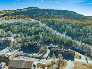 Drone / aerial view featuring a mountain view