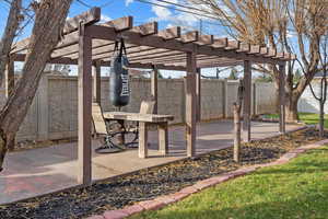 View of patio / terrace featuring a pergola