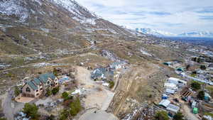 Aerial view featuring a mountain view