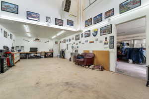 Garage with a workshop area