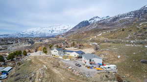 Drone / aerial view with a mountain view