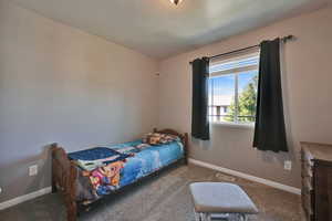 Bedroom featuring carpet