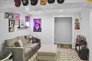 Living room featuring light hardwood / wood-style flooring