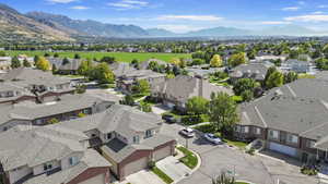 Drone / aerial view with a mountain view