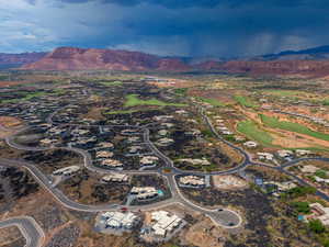 Aerial view featuring a mountain view