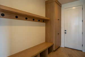 Mudroom featuring light hardwood / wood-style floors