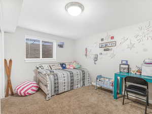 Bedroom with carpet floors