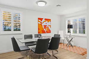 Dining area featuring wood-type flooring