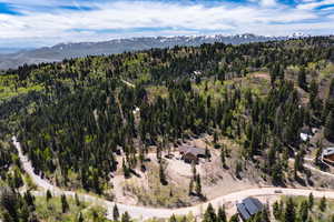 Bird's eye view with a mountain view