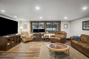 Living room featuring wood-type flooring