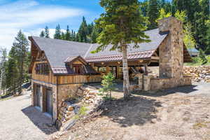 Log home with a garage