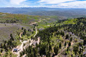 Aerial view featuring a mountain view