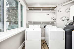 Clothes washing area with washer and dryer