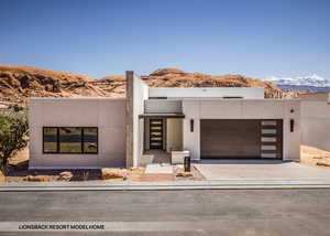 View of front of home with a mountain view